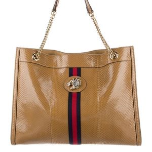 Gucci Rajah Python Tote Large Tan